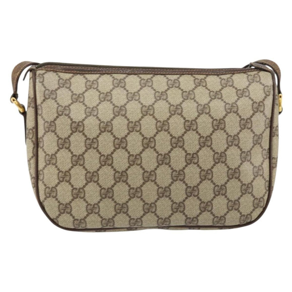 GUCCI GG Supreme Web Sherry Line Bag PVC Beige Gold 89 02 077 Auth 154428