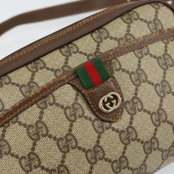 GUCCI GG Supreme Web Sherry Line Shoulder Bag PVC Beige 156 02 089 Auth 154429
