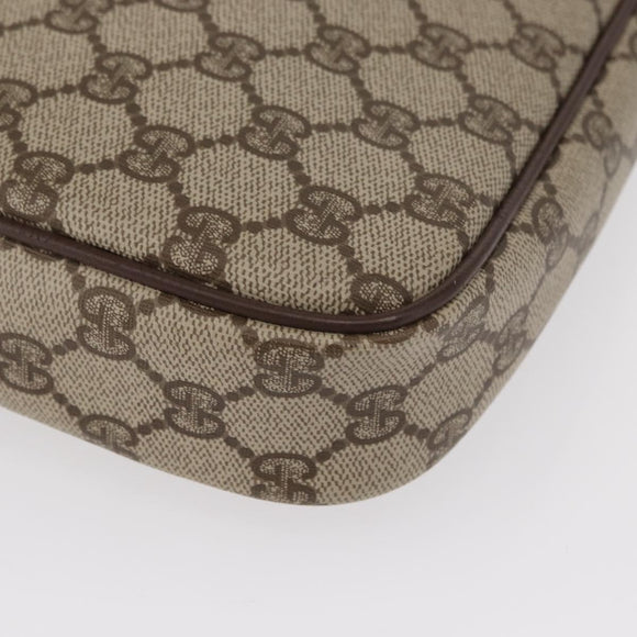 GUCCI GG Supreme Clutch Bag PVC Leather Beige Gold Auth 154432