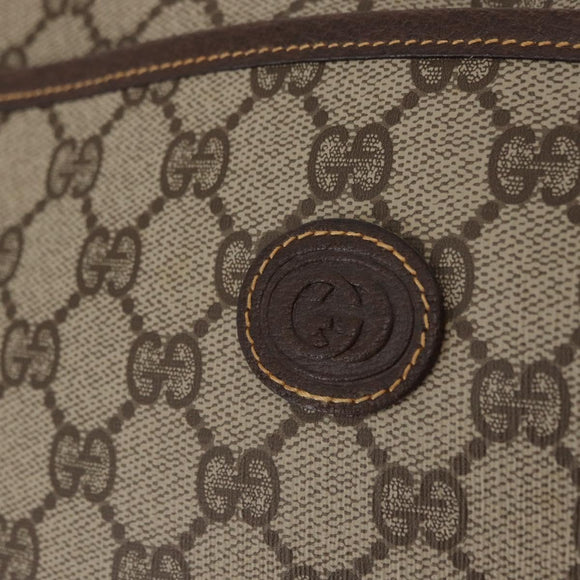 GUCCI GG Supreme Clutch Bag PVC Leather Beige Gold Auth 154432
