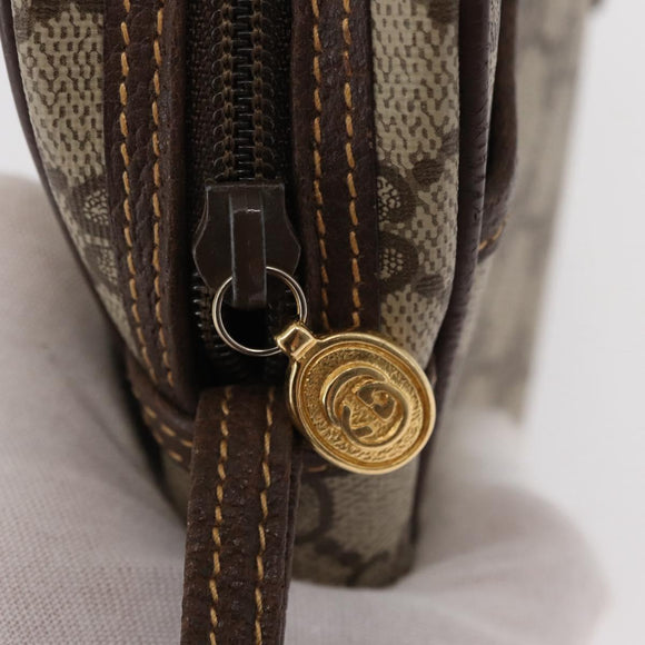 GUCCI GG Supreme Clutch Bag PVC Leather Beige Gold Auth 154432