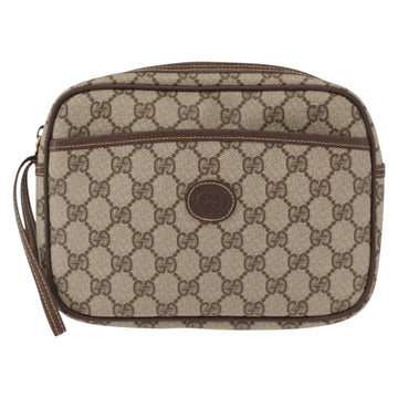 GUCCI GG Supreme Clutch Bag PVC Leather Beige Gold Auth 154432 - 0