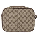 GUCCI GG Supreme Clutch Bag PVC Leather Beige Gold Auth 154432-3