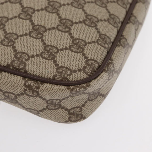 GUCCI GG Supreme Clutch Bag PVC Leather Beige Gold Auth 154432