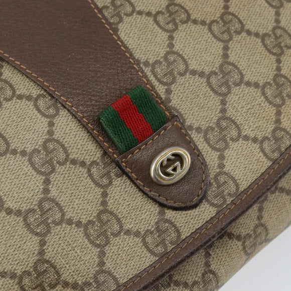 GUCCI GG Supreme Web Sherry Line Bag PVC Beige Gold 156 01 030 Auth 154433