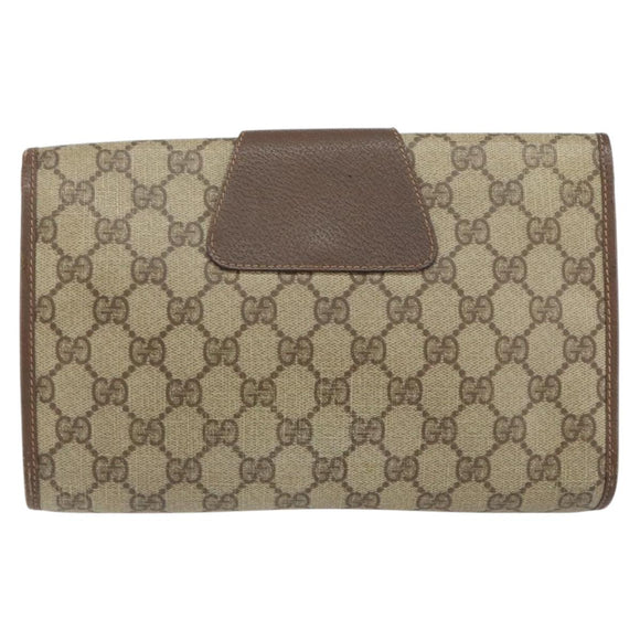 GUCCI GG Supreme Web Sherry Line Bag PVC Beige Gold 156 01 030 Auth 154433