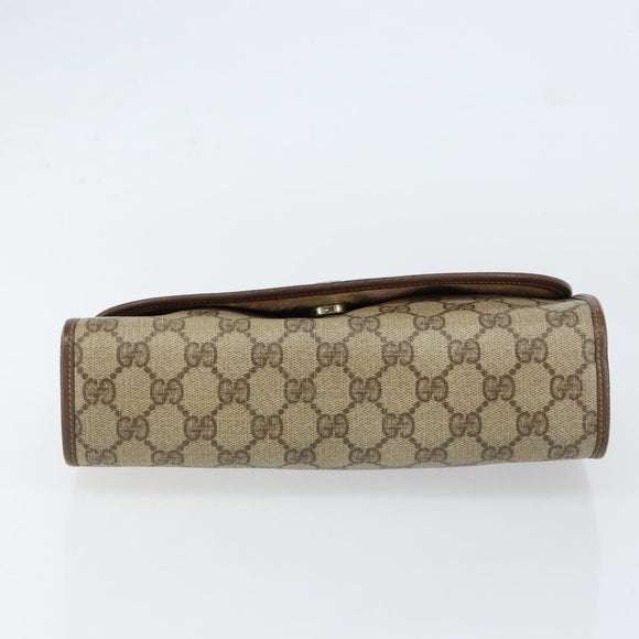 GUCCI GG Supreme Web Sherry Line Bag PVC Beige Gold 156 01 030 Auth 154433