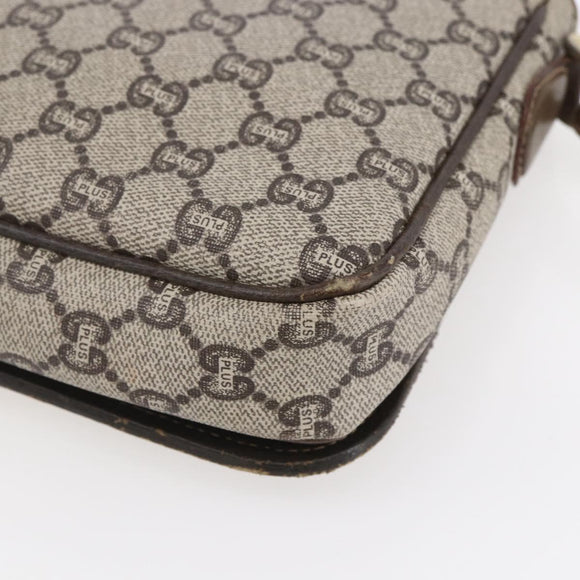 GUCCI GG Plus Supreme Shoulder Bag PVC Beige Gold Auth 154434