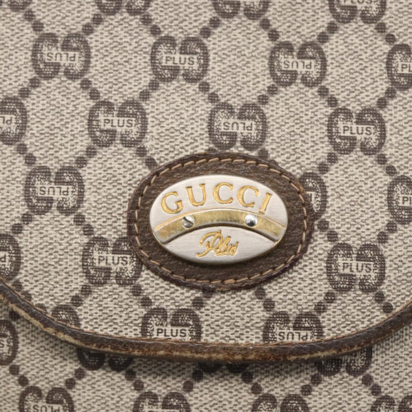 GUCCI GG Plus Supreme Shoulder Bag PVC Beige Gold Auth 154434