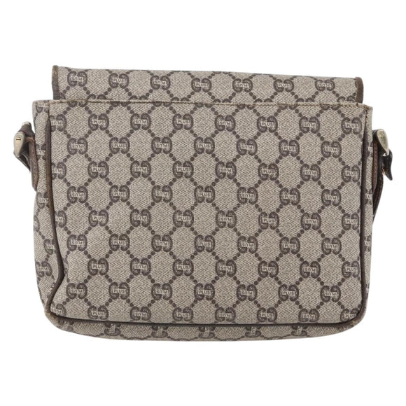 GUCCI GG Plus Supreme Shoulder Bag PVC Beige Gold Auth 154434