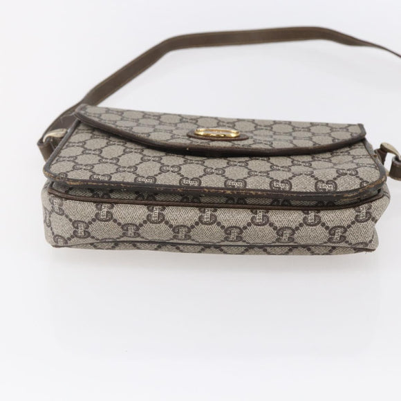 GUCCI GG Plus Supreme Shoulder Bag PVC Beige Gold Auth 154434