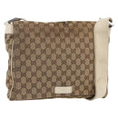 GUCCI GG Canvas Shoulder Bag Beige Silver 146236 Auth 154436-1