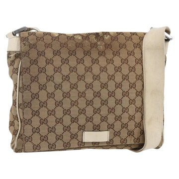 GUCCI GG Canvas Shoulder Bag Beige Silver 146236 Auth 154436