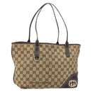 GUCCI GG Canvas Tote Bag Beige Gold 169946 Auth 154437-1