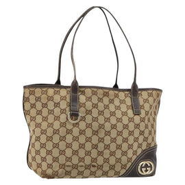 GUCCI GG Canvas Tote Bag Beige Gold 169946 Auth 154437