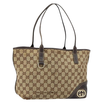 GUCCI GG Canvas Tote Bag Beige Gold 169946 Auth 154437
