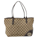 GUCCI GG Canvas Tote Bag Beige Gold 169946 Auth 154437-2