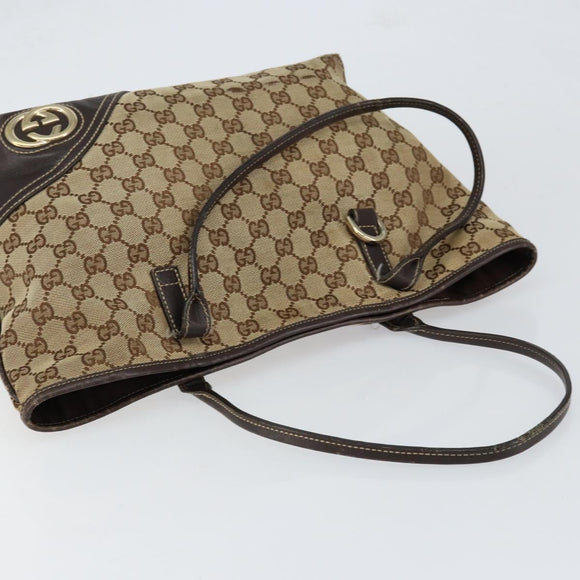GUCCI GG Canvas Tote Bag Beige Gold 169946 Auth 154437