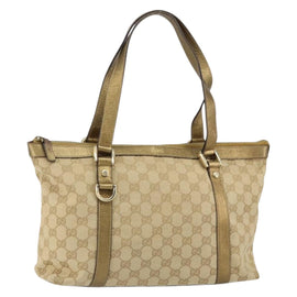 GUCCI GG Canvas Tote Bag Beige Gold 141470 Auth 154438