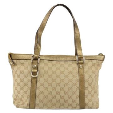 GUCCI GG Canvas Tote Bag Beige Gold 141470 Auth 154438 - 0