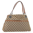 GUCCI GG Canvas Tote Bag Beige Silver 121023 Auth 154440-1