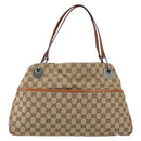 GUCCI GG Canvas Tote Bag Beige Silver 121023 Auth 154440-2