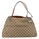 GUCCI GG Canvas Tote Bag Beige Silver 121023 Auth 154440-3