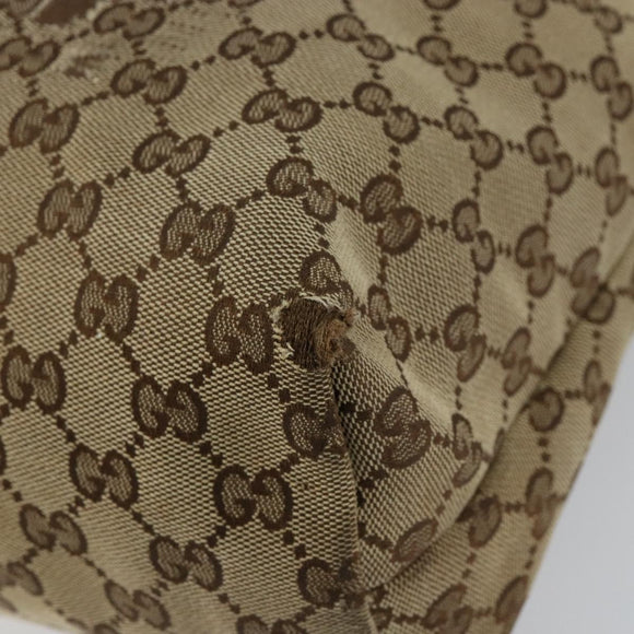 GUCCI GG Canvas Web Sherry Line Shoulder Bag Beige Silver 189751 Auth 154441