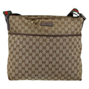 GUCCI GG Canvas Web Sherry Line Shoulder Bag Beige Silver 189751 Auth 154441-13