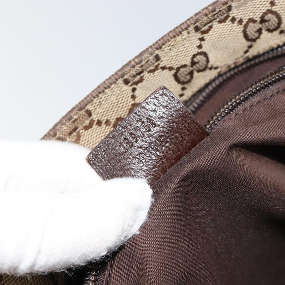 GUCCI GG Canvas Web Sherry Line Shoulder Bag Beige Silver 189751 Auth 154441