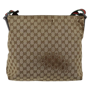 GUCCI GG Canvas Web Sherry Line Shoulder Bag Beige Silver 189751 Auth 154441 - 0