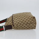 GUCCI GG Canvas Web Sherry Line Shoulder Bag Beige Silver 189751 Auth 154441-4