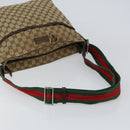 GUCCI GG Canvas Web Sherry Line Shoulder Bag Beige Silver 189751 Auth 154441-7