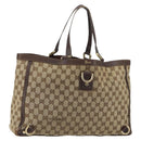 GUCCI GG Canvas Tote Bag Beige Gold 141472 Auth 154442-1