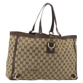 GUCCI GG Canvas Tote Bag Beige Gold 141472 Auth 154442