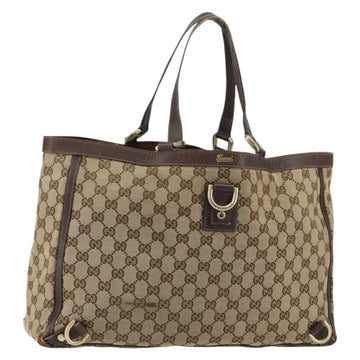 GUCCI GG Canvas Tote Bag Beige Gold 141472 Auth 154442