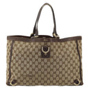 GUCCI GG Canvas Tote Bag Beige Gold 141472 Auth 154442-13