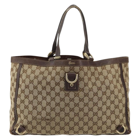 GUCCI GG Canvas Tote Bag Beige Gold 141472 Auth 154442