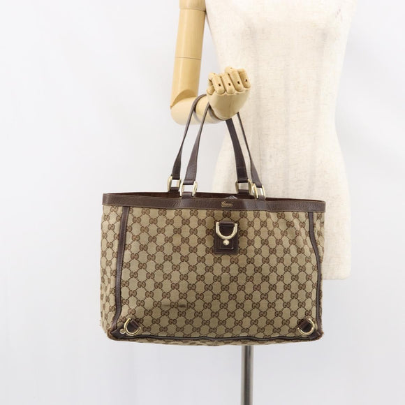 GUCCI GG Canvas Tote Bag Beige Gold 141472 Auth 154442