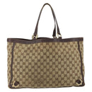GUCCI GG Canvas Tote Bag Beige Gold 141472 Auth 154442-2