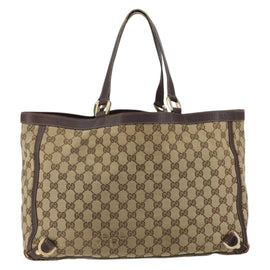 GUCCI GG Canvas Tote Bag Beige Gold 141472 Auth 154442 - 0
