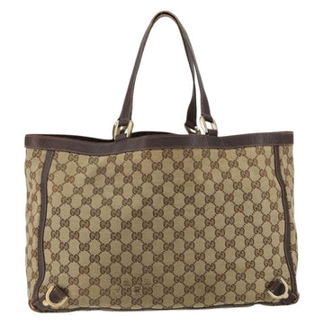 GUCCI GG Canvas Tote Bag Beige Gold 141472 Auth 154442 - 0
