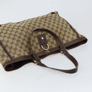 GUCCI GG Canvas Tote Bag Beige Gold 141472 Auth 154442-6