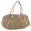 GUCCI GG Canvas Hand Bag Beige Gold 232963 Auth 154443-1