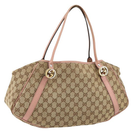GUCCI GG Canvas Hand Bag Beige Gold 232963 Auth 154443