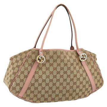 GUCCI GG Canvas Hand Bag Beige Gold 232963 Auth 154443
