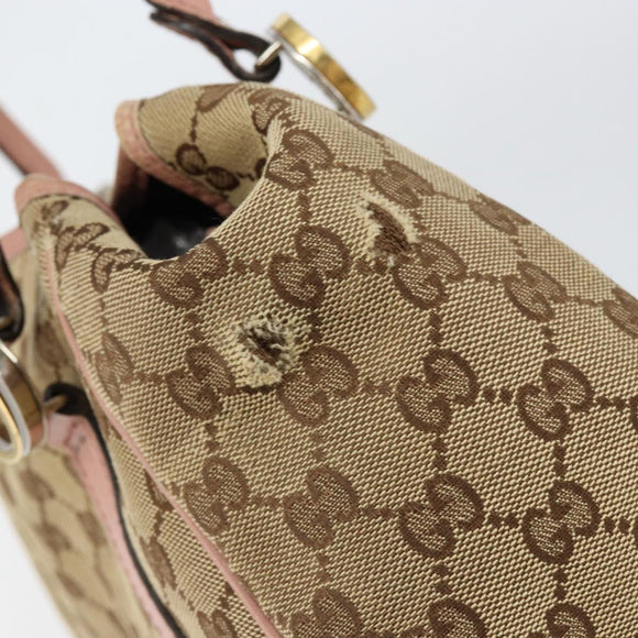 GUCCI GG Canvas Hand Bag Beige Gold 232963 Auth 154443