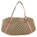 GUCCI GG Canvas Hand Bag Beige Gold 232963 Auth 154443-13