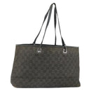 GUCCI GG Canvas Tote Bag Black Silver 36173 1705 Auth 154445-1