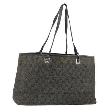 GUCCI GG Canvas Tote Bag Black Silver 36173 1705 Auth 154445